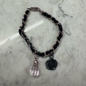 VOR Elegant Black and Silver Women's Bracelet with pink charm